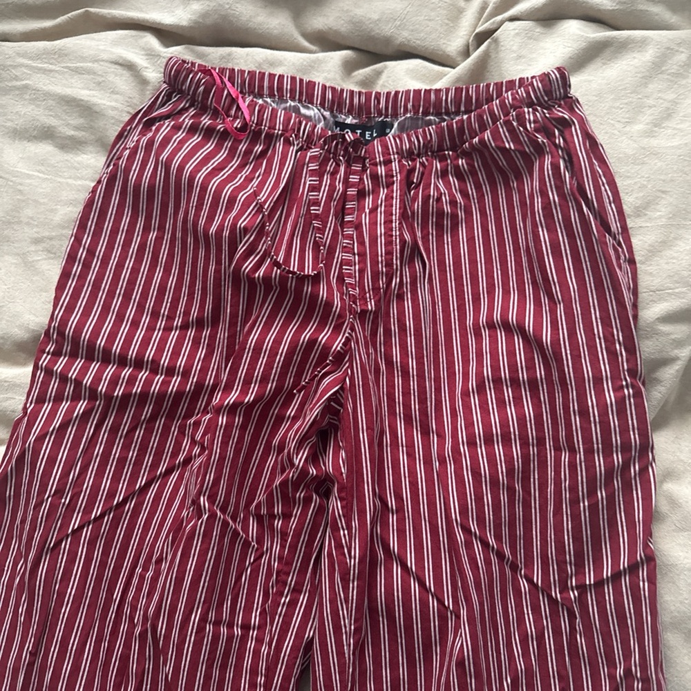 Motel Rocks Red and White Striped Joggers